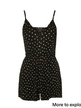 Topshop Black Polka Dot Pleated Cami Romper